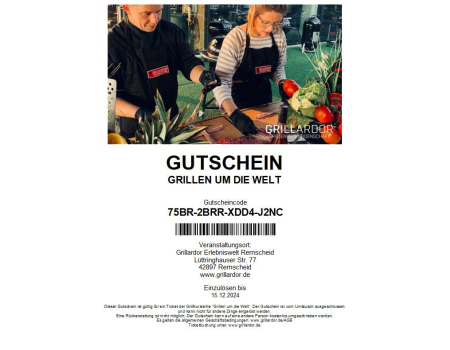 Gutschein Grillseminar Grillen um die Welt