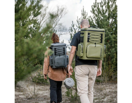 Petromax Kühlrucksack 17 Liter Grau mit Kühlakku & Isolierflasche 1 L